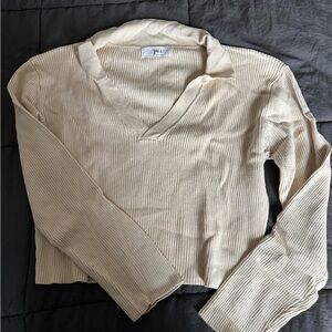Elegant Cream V-Neck Sweater